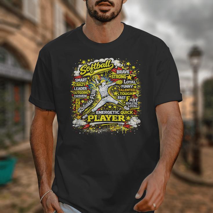 Softball Pitcher Best Traits Brave Retro Pop Comic Book Art Unisex T-Shirt