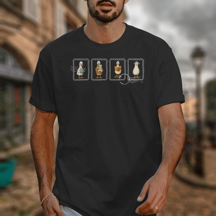 Stamp Silly Goose Reading Book Librarian Bookish Teacher Unisex T-Shirt Stamp Silly Goose Reading Book Librarian Bookish Teacher Unisex T-Shirt