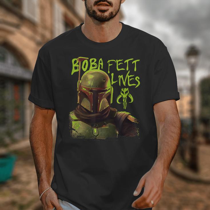 Star Wars The Book Of Boba Fett Neon Boba Fett Lives Poster Unisex T-Shirt