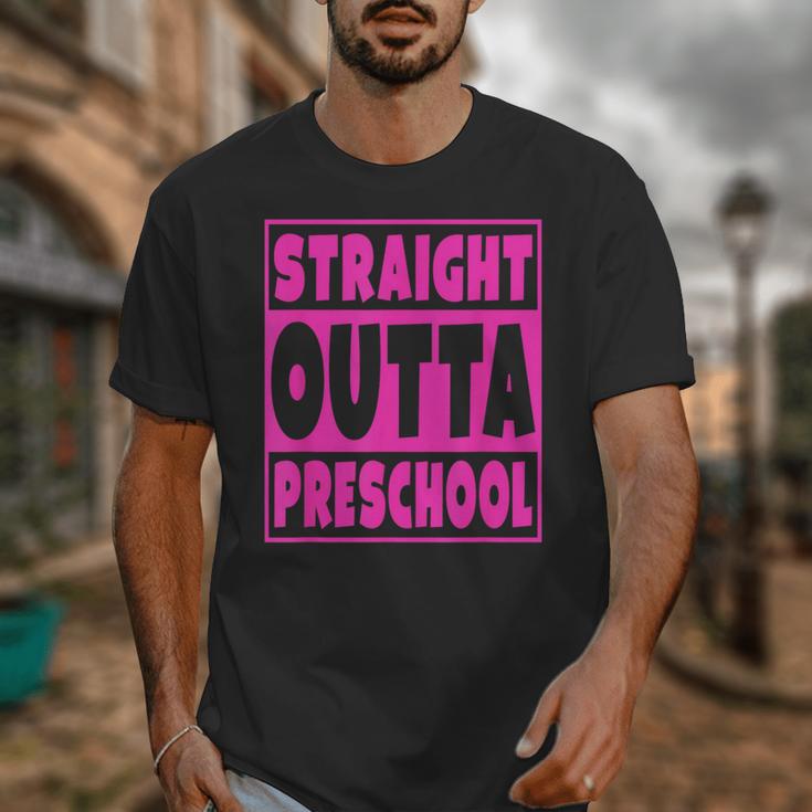 Straight Outta Preschool Class Graduation Pink Unisex T-Shirt