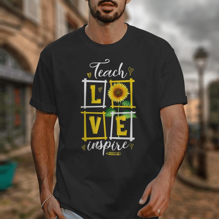 Sunflower Teach Love Inspire Cool Graduation Teacher School Unisex T-Shirt