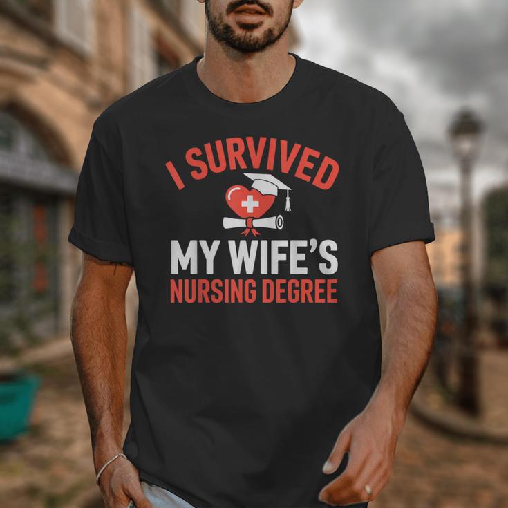 I Survived My Wife's Nursing Degree Rn Graduation Nurse Unisex T-Shirt
