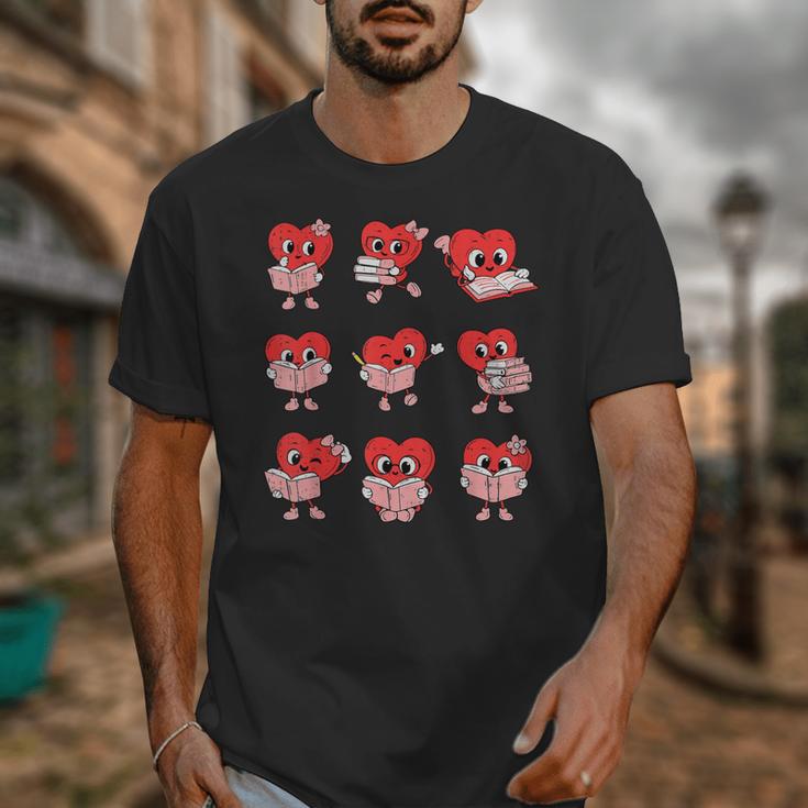 Teacher Valentines Day Reading Book Lover Bookworm Library Unisex T-Shirt