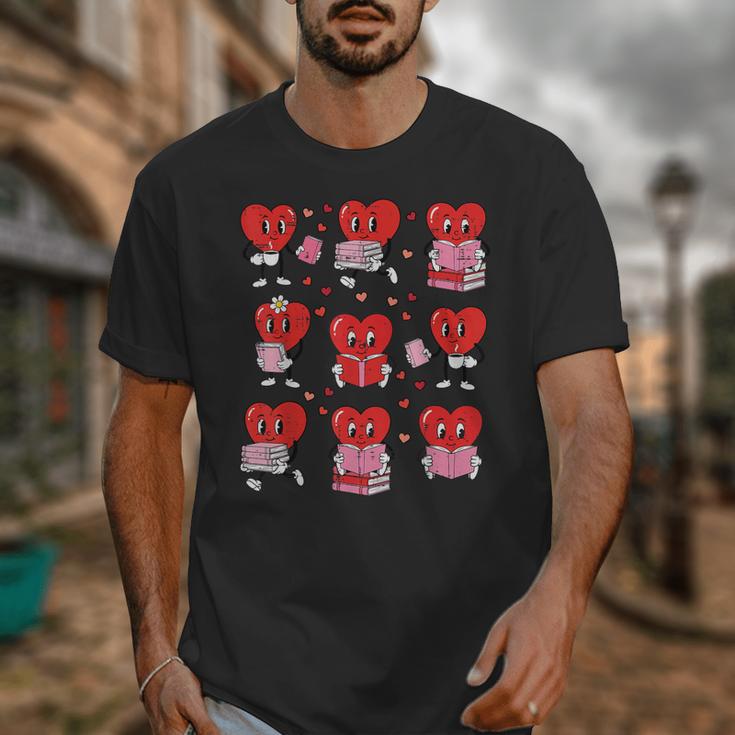 Valentines Day Librarian Heart Reading Book Women Men Kids Unisex T-Shirt