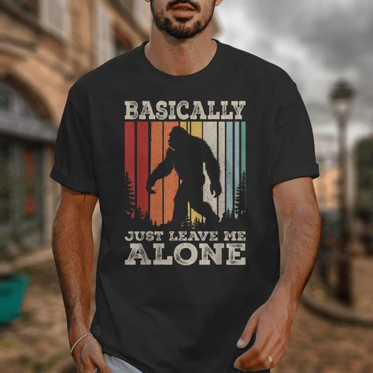 Vintage Basically Just Leave Me Alone Bigfoot Introverts Unisex T-Shirt
