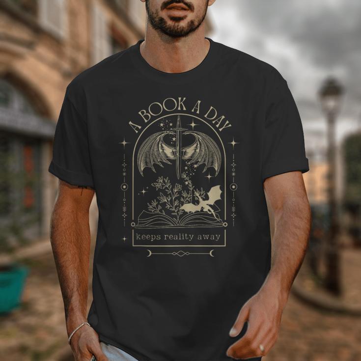 Vintage A Book a Day Keeps Reality Away Spicy Book Readers Unisex T-Shirt