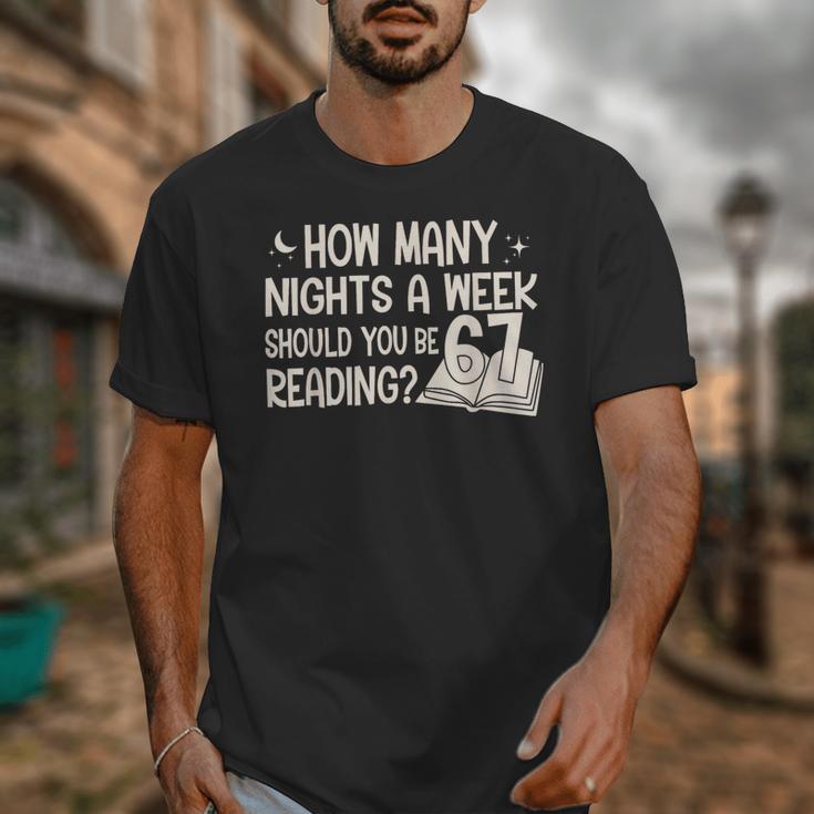Vintage How Many Nights Reading 67 Meme Book Lover Teacher Unisex T-Shirt