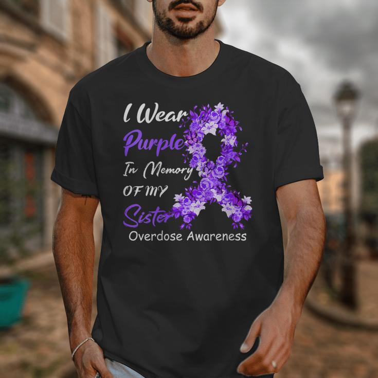 I Wear Purple In Memory Of My Sister Overdose Awareness Unisex T-Shirt