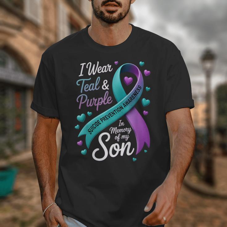 I Wear Teal And Purple In Memory My Son Suicide Prevention Unisex T-Shirt