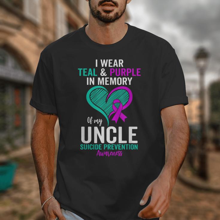 I Wear Teal And Purple In Memory Of My Uncle Mental Health Unisex T-Shirt