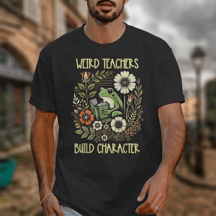 Weird Teachers Build Character Frog Reading Book Librarian Unisex T-Shirt Weird Teachers Build Character Frog Reading Book Librarian Unisex T-Shirt