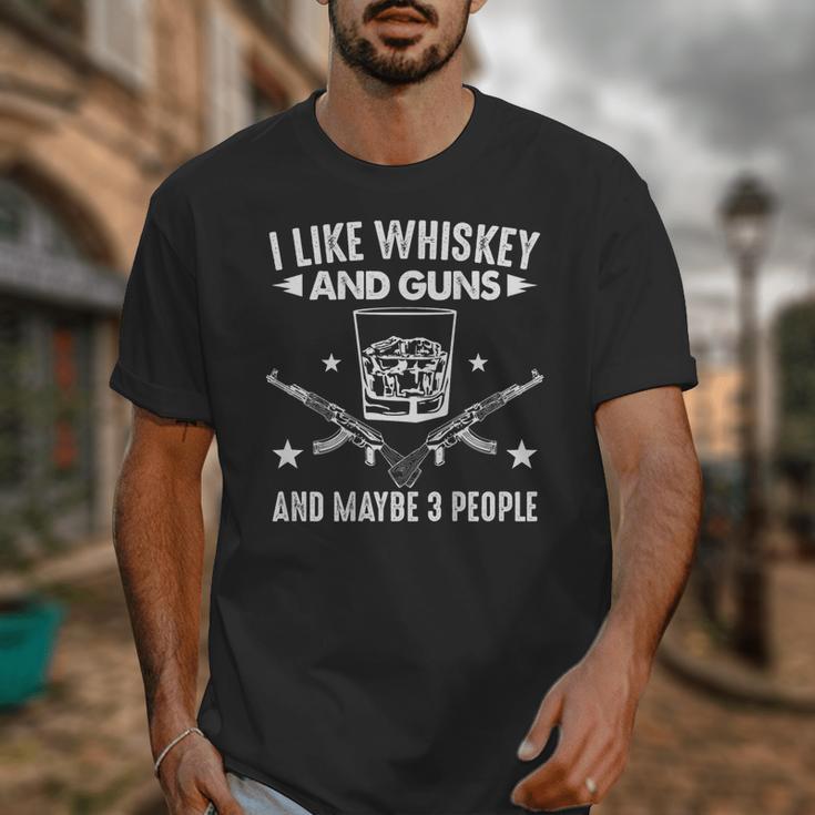 I Like Whiskey And Guns And Maybe 3 People Introvert Unisex T-Shirt I Like Whiskey And Guns And Maybe 3 People Introvert Unisex T-Shirt