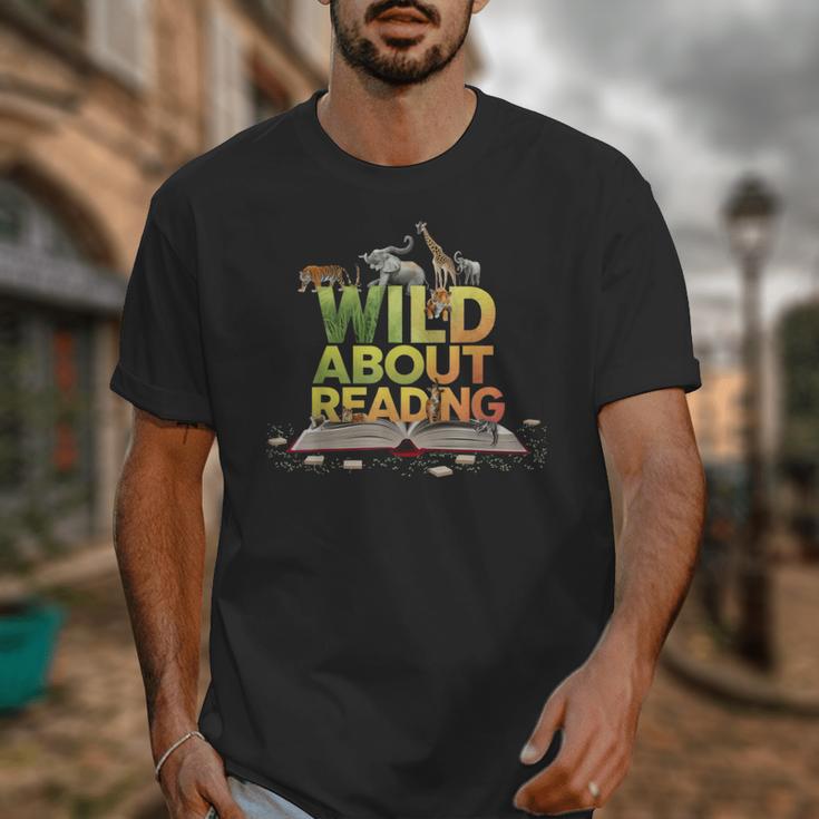 Wild About Reading Books Lovers Novelty Bookworm Library Day Unisex T-Shirt