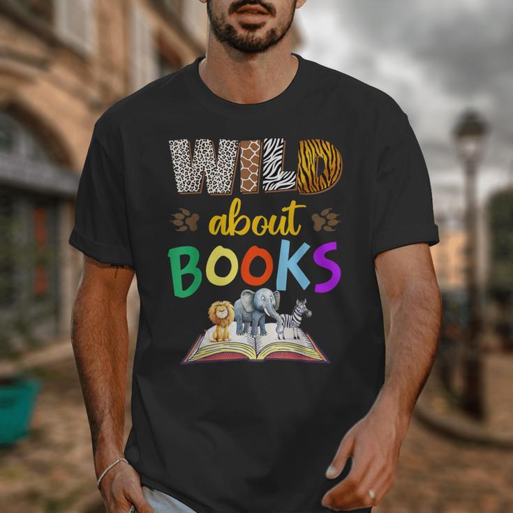 Wild About Reading Books Reader Bookworm Animals Book Lover Unisex T-Shirt Wild About Reading Books Reader Bookworm Animals Book Lover Unisex T-Shirt