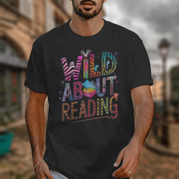Wild About Reading Books Readers Lovers Bookworm Library Day Unisex T-Shirt