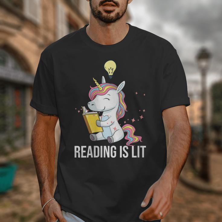 Women's Reading Is Lit Unicorn Library English Teacher Book Lover Unisex T-Shirt Women's Reading Is Lit Unicorn Library English Teacher Book Lover Unisex T-Shirt