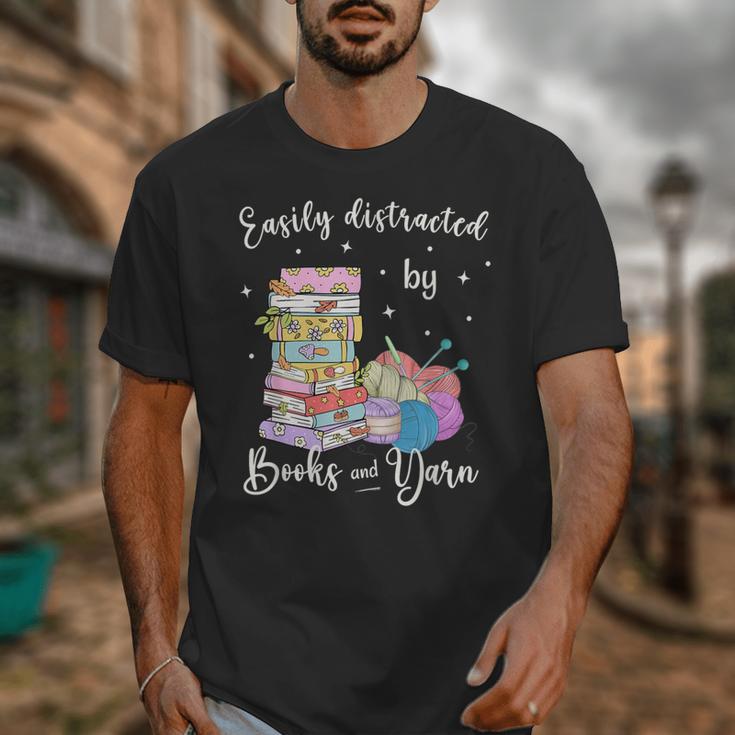 Yarn Quote Easily Distracted By Books And Yarn Reader Unisex T-Shirt