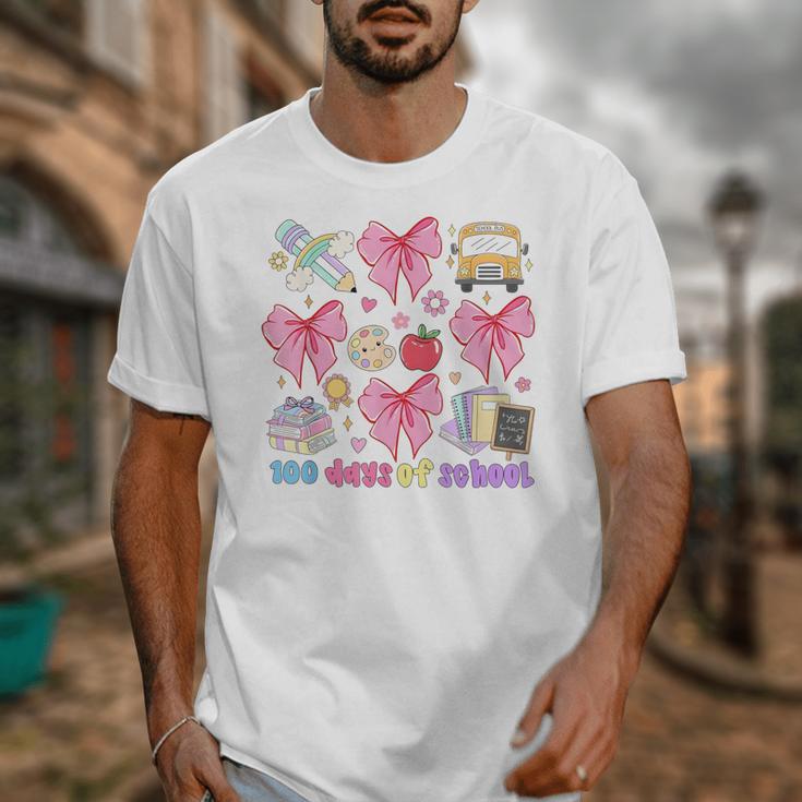 100 Days Of School Coquette Bow School Bus Pencil Books Unisex T-Shirt