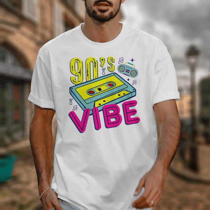 90's Vibe Retro Style Cassette Tape Nostalgia 1990s Party Premium Tri-Blend Unisex T-Shirt