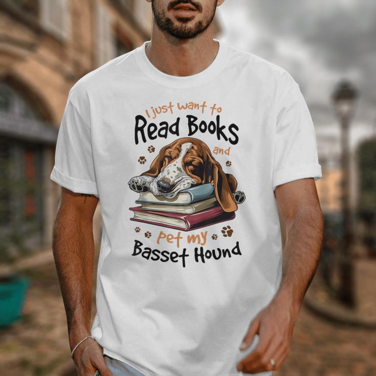Basset Hound Dog Breed I Just Want To Read Books And Pet My Unisex T-Shirt Basset Hound Dog Breed I Just Want To Read Books And Pet My Unisex T-Shirt