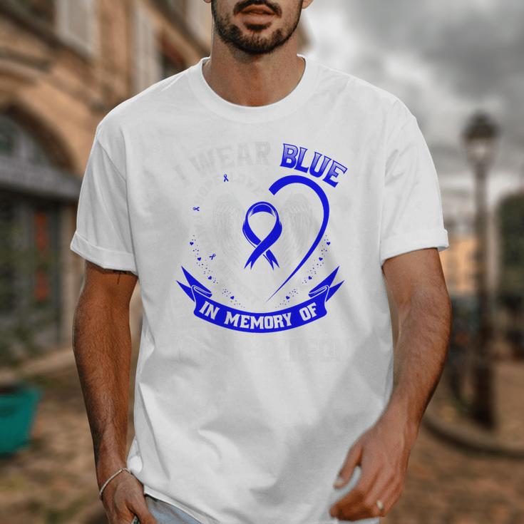 Blue In Memory Of Grandson Colon Cancer Awareness Shirts Premium Unisex T-Shirt