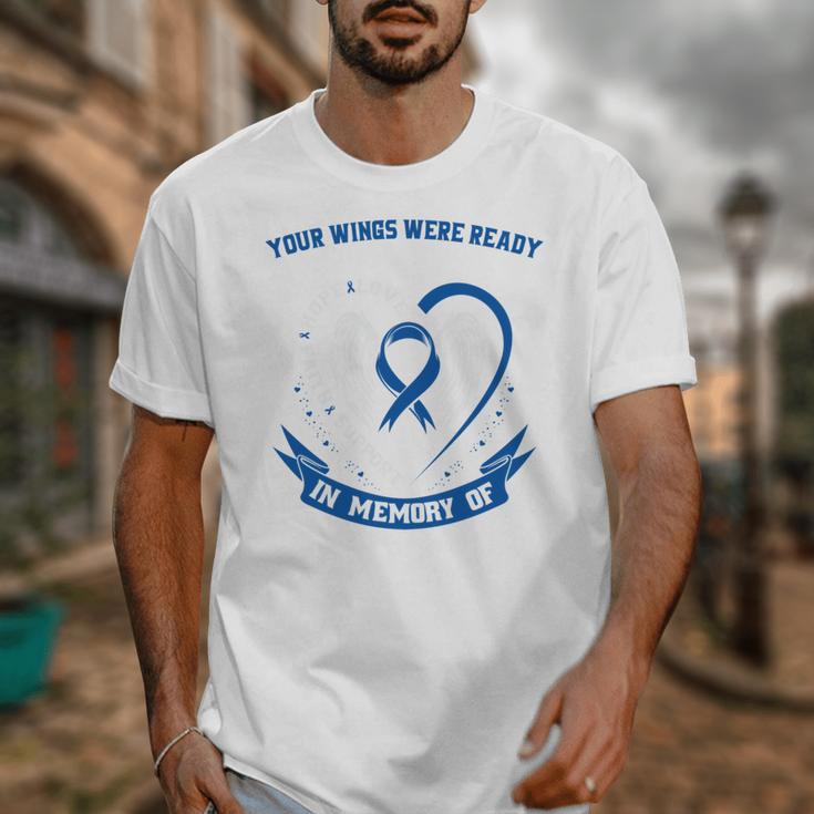 Blue In Memory Of Mom Colon Cancer Awareness Memorial Unisex T-Shirt Blue In Memory Of Mom Colon Cancer Awareness Memorial Unisex T-Shirt