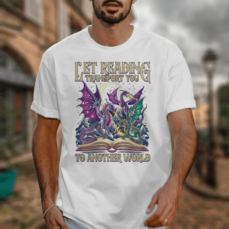 Book Lover Dragon Reading Transport You To Another World Unisex T-Shirt Book Lover Dragon Reading Transport You To Another World Unisex T-Shirt