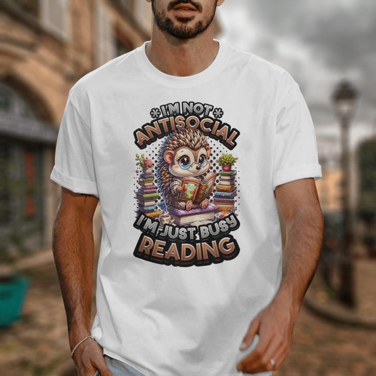 Book Lover Hedgehog Reading Books Introvert Bookworm Unisex T-Shirt Book Lover Hedgehog Reading Books Introvert Bookworm Unisex T-Shirt