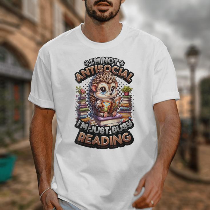 Book Lover Hedgehog Reading Books Introvert Bookworm Unisex T-Shirt