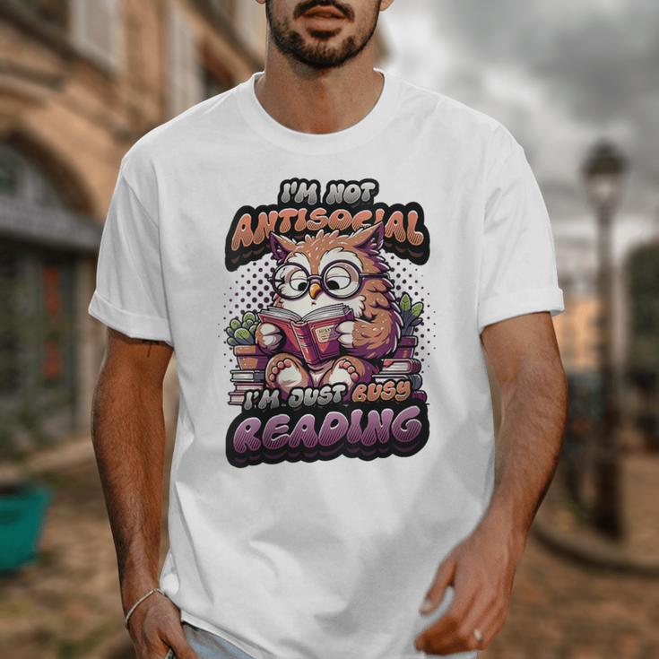 Book Lover Owl Reading Books Introvert Bookworm Unisex T-Shirt Book Lover Owl Reading Books Introvert Bookworm Unisex T-Shirt