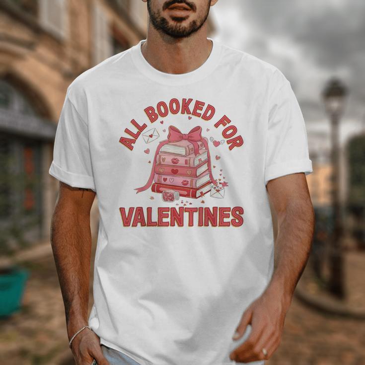 All Booked For Valentines Bow Heart Book Lover Valentine Day Unisex T-Shirt