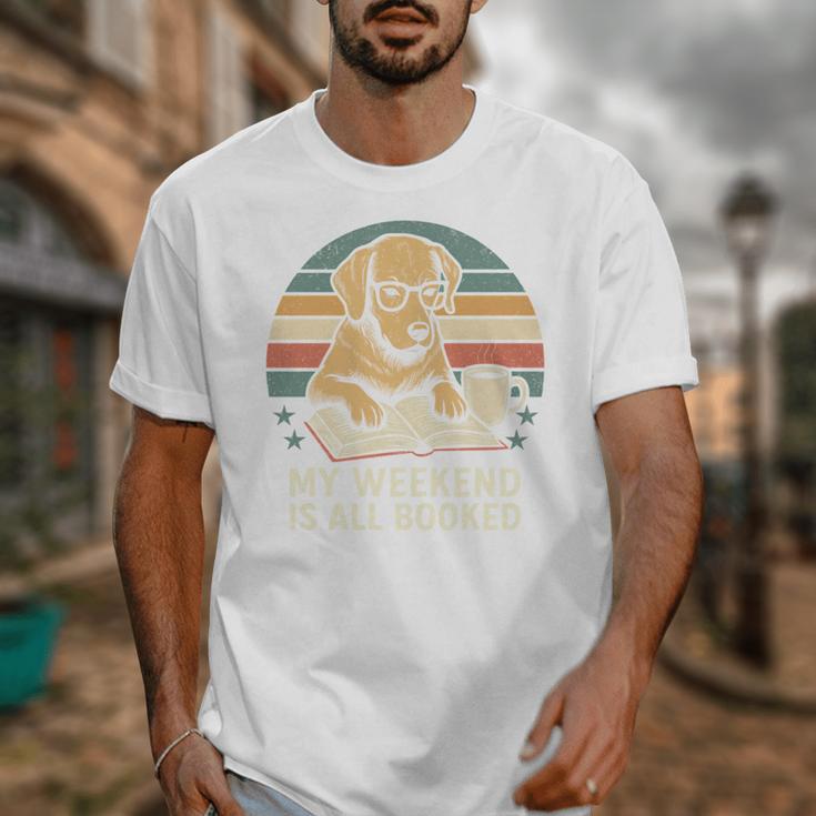 My Weekend Is All Booked Vintage Dog Reading Book Lovers Unisex T-Shirt My Weekend Is All Booked Vintage Dog Reading Book Lovers Unisex T-Shirt