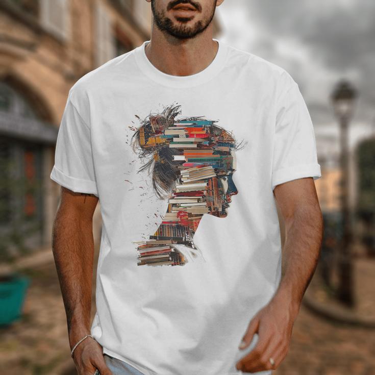 Books Lover Women Art Colorful Drawing Graphic Books Unisex T-Shirt