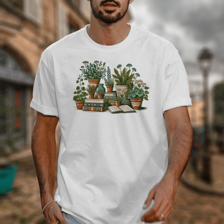 Botanical Garden Plants With Books Unisex T-Shirt Botanical Garden Plants With Books Unisex T-Shirt