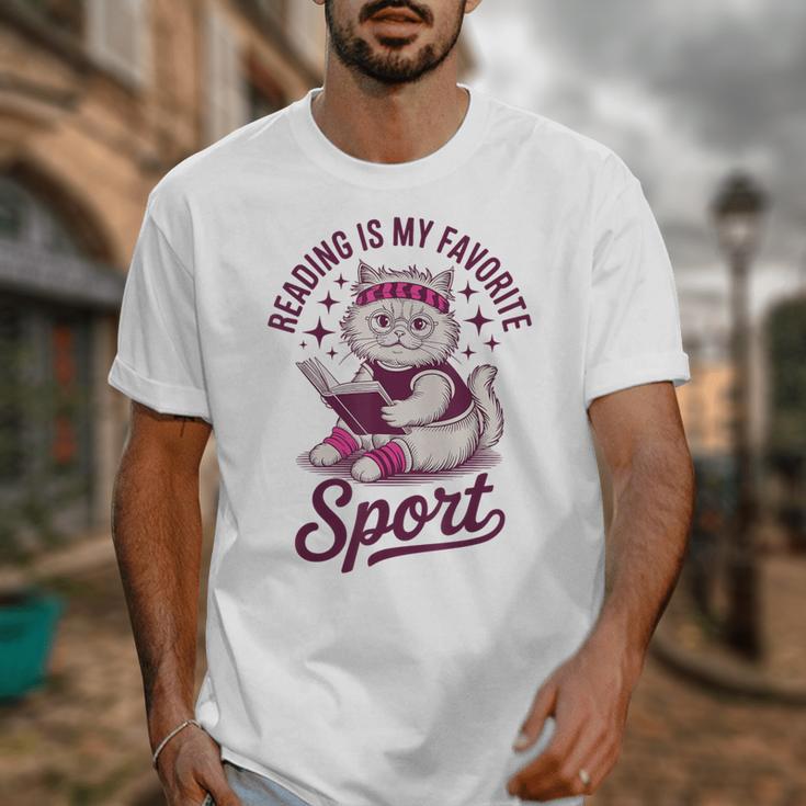 Cat Reading Is My Favorite Sport Retro Book Lover Unisex T-Shirt Cat Reading Is My Favorite Sport Retro Book Lover Unisex T-Shirt