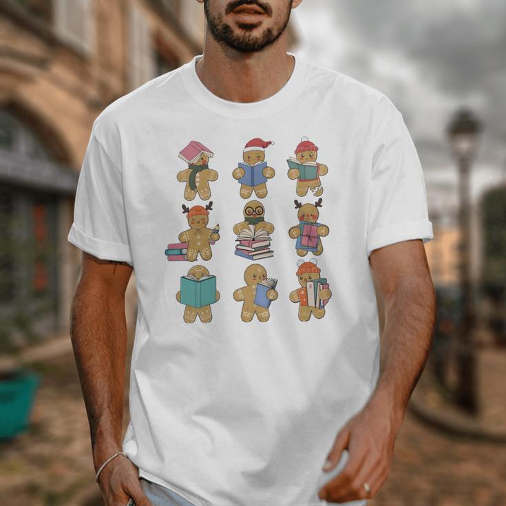 Christmas Library Gingerbread Man Books Lover Bookworm Unisex T-Shirt Christmas Library Gingerbread Man Books Lover Bookworm Unisex T-Shirt