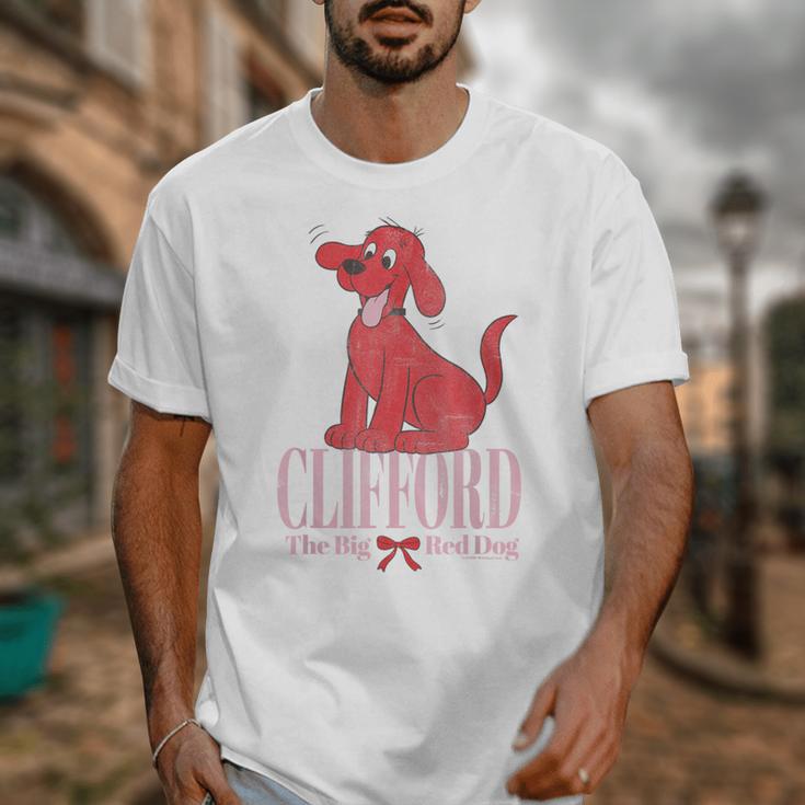 Clifford The Big Red Dog Pink Text With Bow Illustrated Book Unisex T-Shirt