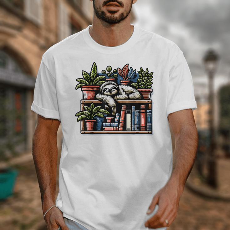 Cosy Sloth In Bookshelf With Plants Unisex T-Shirt Cosy Sloth In Bookshelf With Plants Unisex T-Shirt