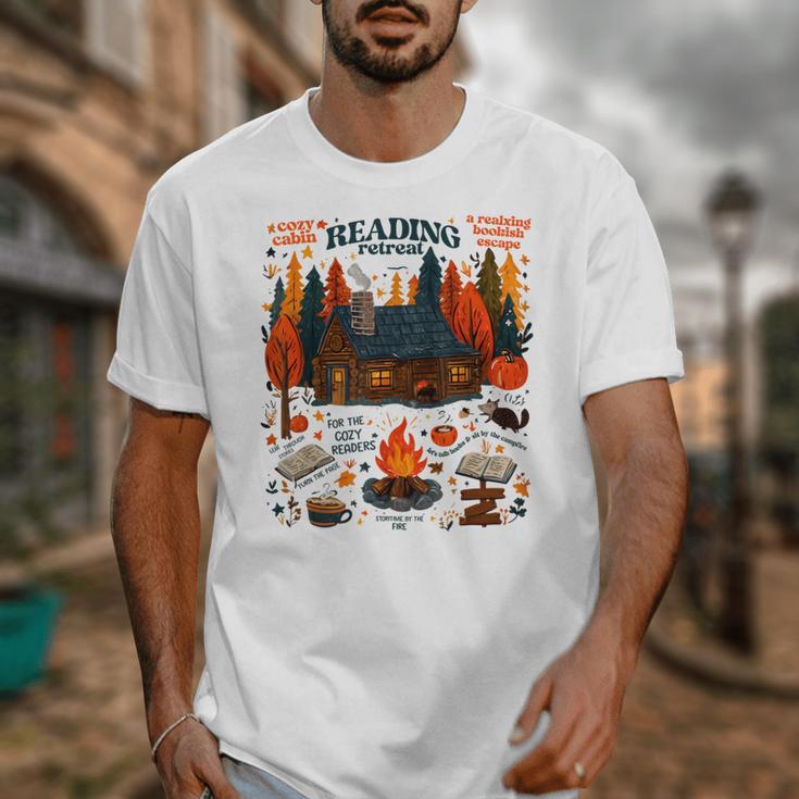Cozy Reading Cabin Retreat Fall Bookish Autumn Cozy Reader Unisex T-Shirt