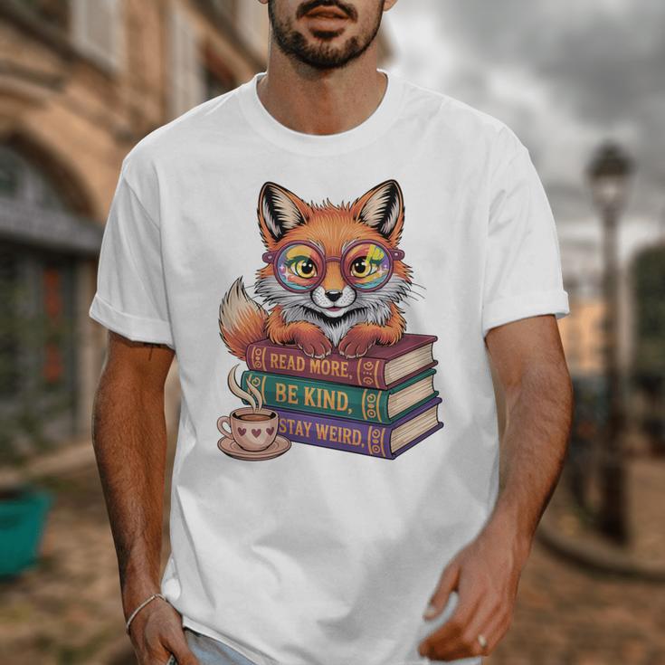 Cute Nerdy Fox Read Books Be Kind Stay Weird Book Club Premium Tri-Blend Unisex T-Shirt