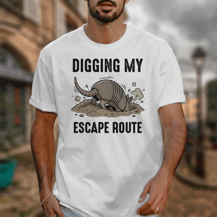 Digging My Escape Route Armadillo Introvert Humor Unisex T-Shirt