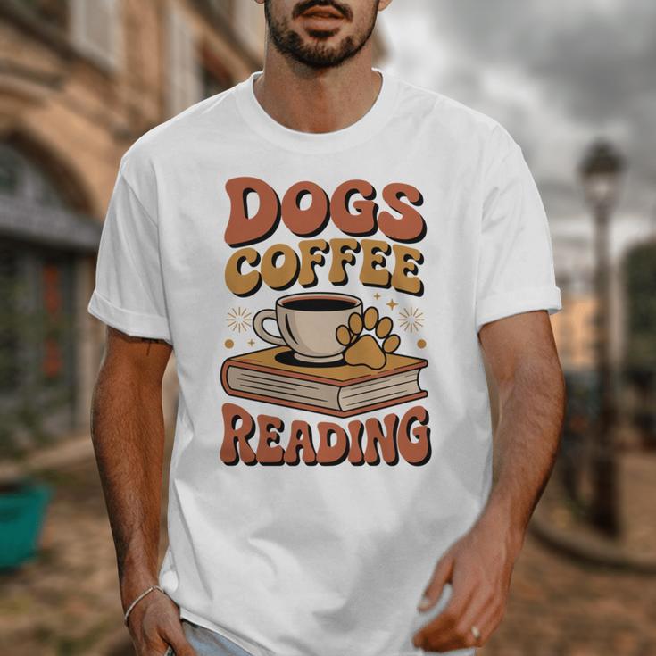 Dogs Coffee Reading Book Lover Unisex T-Shirt
