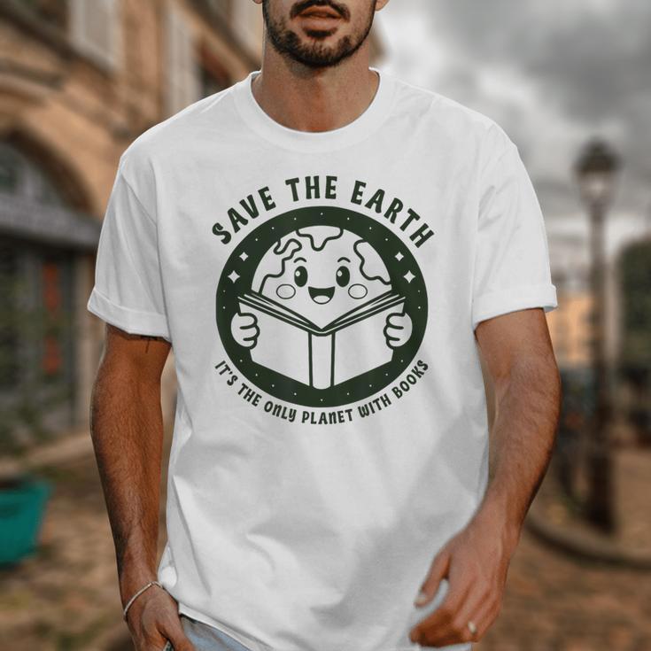 Earth Day 2025 Save Earth It´s Only Planet With Books Reader Unisex T-Shirt