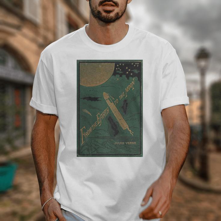 From The Earth To The Moon Book Cover 1874 Premium Unisex T-Shirt From The Earth To The Moon Book Cover 1874 Premium Unisex T-Shirt