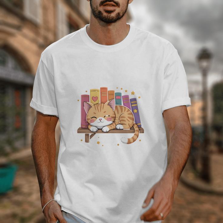Easily Distracted By Cats And Books Cute Cat Sleeping Girls Unisex T-Shirt Easily Distracted By Cats And Books Cute Cat Sleeping Girls Unisex T-Shirt