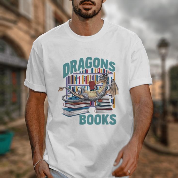 Easily Distracted By Dragons And Books Bookworm Unisex T-Shirt