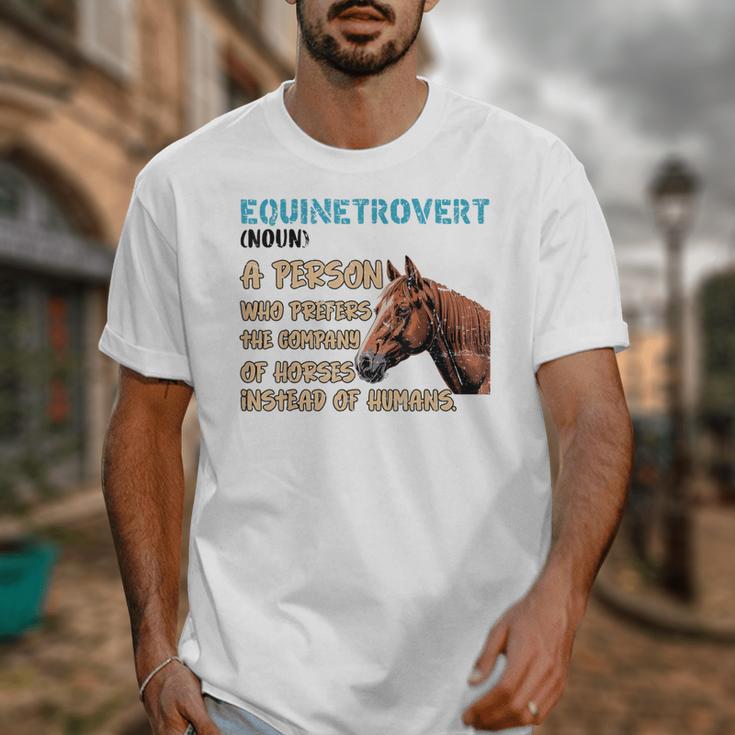 Equinetrovert Definition Equine Horse Riding Introvert Unisex T-Shirt