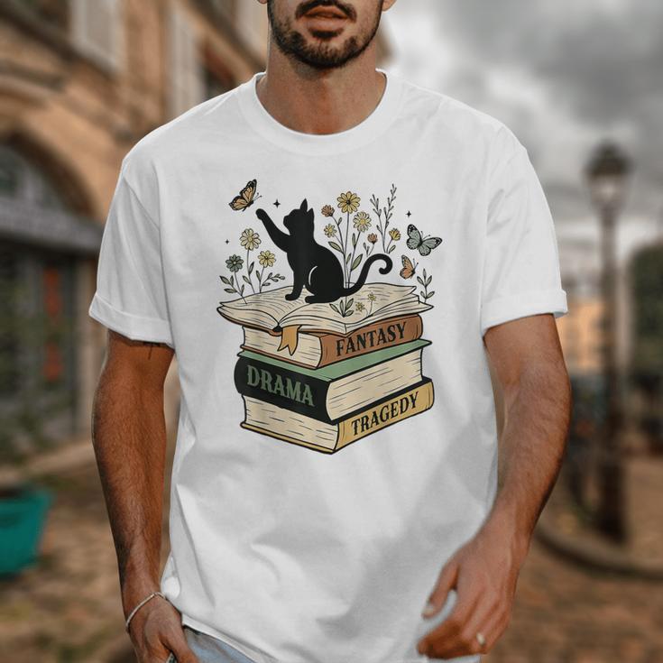 Fantasy Drama Tragedy Cat Book Lover Reading Humor Unisex T-Shirt