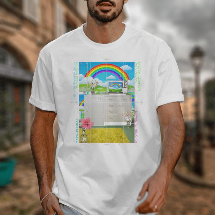 Frutiger Aero Aesthetic Rainbow Glitch Art Premium Tri-Blend Unisex T-Shirt