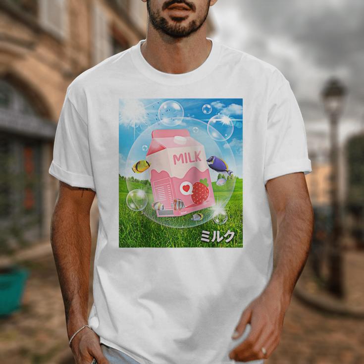Frutiger Aero Aesthetic Tech Kawaii Strawberry Milk Fishes Raglan Baseball Tee Unisex T-Shirt Frutiger Aero Aesthetic Tech Kawaii Strawberry Milk Fishes Raglan Baseball Tee Unisex T-Shirt